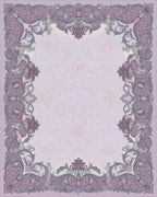 Ornate Lavender Floral Scrollwork Rug - Cutout View