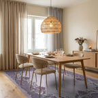 Ornate Lavender Floral Scrollwork Rug Dining Room View