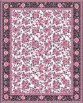 Ornate Pink Floral Black Border Rug - Cutout View