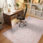 Ornate Pink Floral Garden Rug - Office View