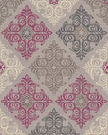 Ornate Pink Gray Cream Medallion Rug - Cutout View