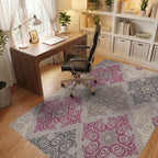 Ornate Pink Gray Cream Medallion Rug Office View