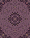 Ornate Plum Floral Medallion Tapestry Rug - Cutout View