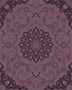 Ornate Plum Floral Medallion Tapestry Rug - Cutout View