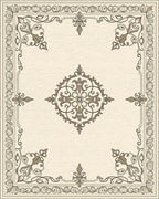 Ornate Scrollwork and Floral Medallion Design Rug - Cutout View