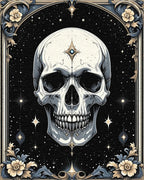 Ornate Starry Skull Floral Rug - Cutout View
