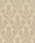 Ornate Tan Pineapple Floral Wallpaper Rug - Cutout View