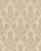 Ornate Tan Pineapple Floral Wallpaper Rug - Cutout View