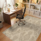 Ornate Tan Pineapple Floral Wallpaper Rug Office View