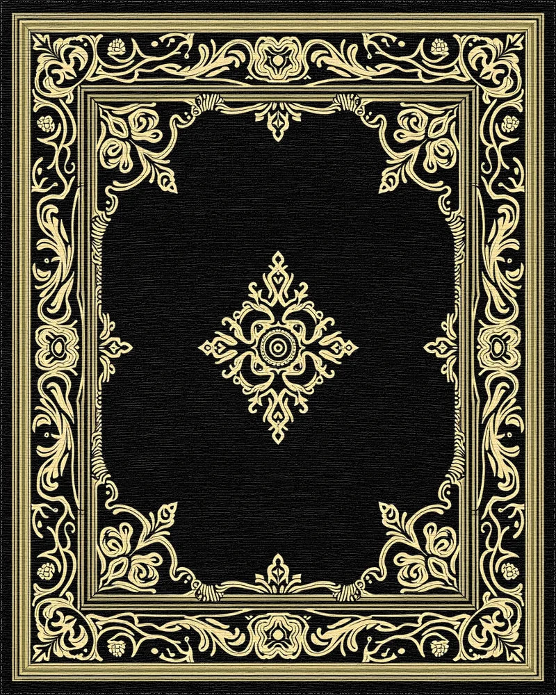 Ornate Vintage Floral Border Rug - Cutout View