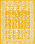 Ornate White Floral Golden Rug - Cutout View