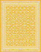 Ornate White Floral Golden Rug - Cutout View