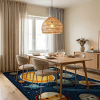 Outer Space Planets Celestial Bodies Rug - Dining Room View