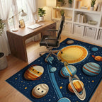 Outer Space Planets Celestial Bodies Rug - Office View