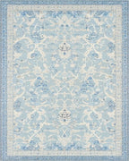 Pale Blue Floral Medallion Rug - Cutout View