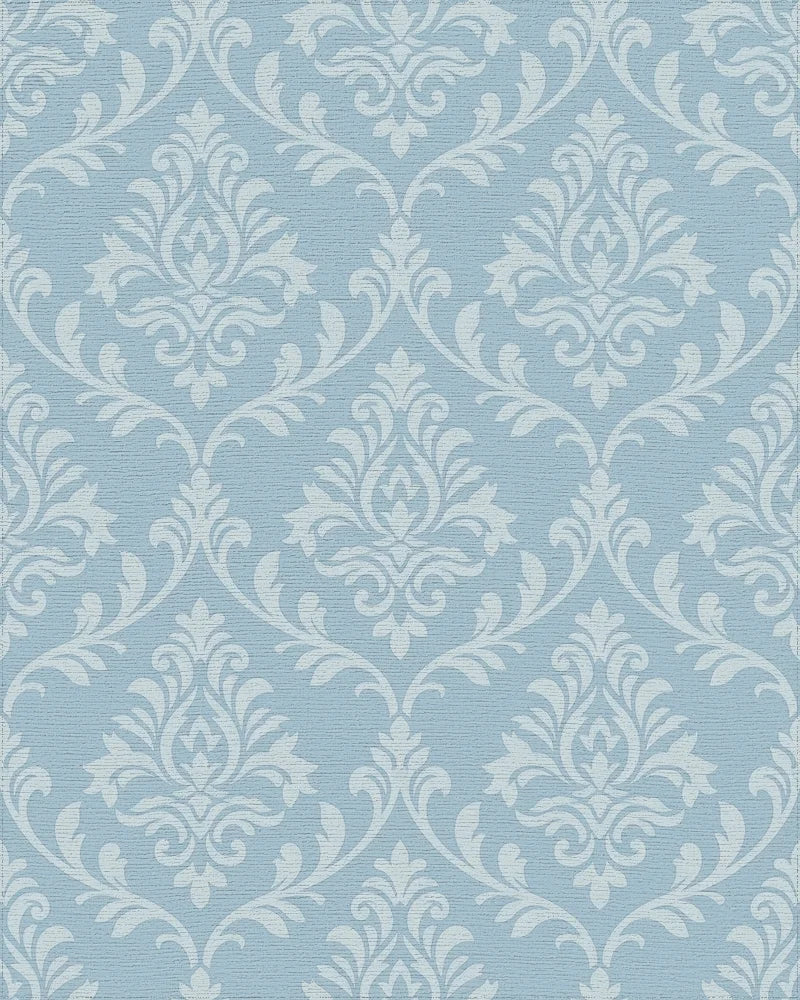 Pale Blue Ornamental Flourish Rug - Cutout View