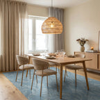 Pale Blue Ornamental Flourish Rug Dining Room View