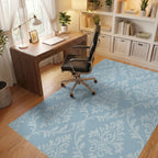 Pale Blue Ornamental Flourish Rug Office View