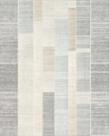 Pale Blue Tan Gray Rectangular Blocks Rug - Cutout View