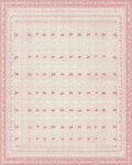 Pale Pink Bow Motif Stripe Rug - Cutout View