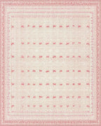 Pale Pink Bow Motif Stripe Rug - Cutout View