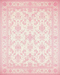 Pale Pink Floral Arabesque Damask Rug - Cutout View