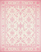Pale Pink Floral Arabesque Damask Rug - Cutout View