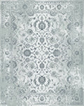 Pale Slate Vintage Floral Scroll Rug - Cutout View