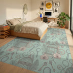 Pastel Birdcage Orchid Keys Magnifying Glass Rug Bedroom View