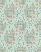 Pastel Birdcage Orchid Keys Magnifying Glass Rug - Cutout View