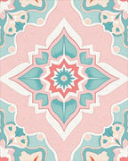 Pastel Floral Medallion Pattern Rug - Cutout View