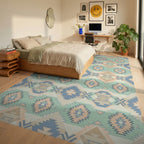 Pastel Geo Diamond Southwestern Blanket Rug Bedroom View