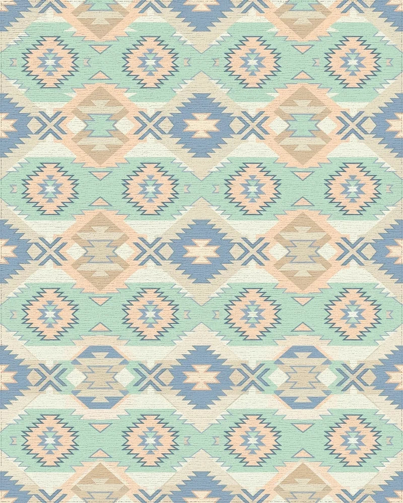 Pastel Geo Diamond Southwestern Blanket Rug - Cutout View