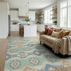 Pastel Geo Diamond Southwestern Blanket Rug Living Room View
