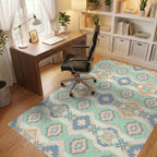 Pastel Geo Diamond Southwestern Blanket Rug Office View