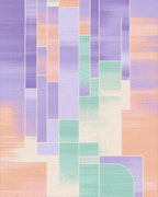 Pastel Geometric Abstract Blocks Rug - Cutout View