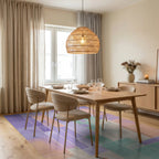 Pastel Geometric Abstract Blocks Rug Dining Room View