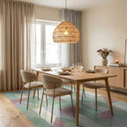Pastel Geometric Interlocking Block Rug Dining Room View