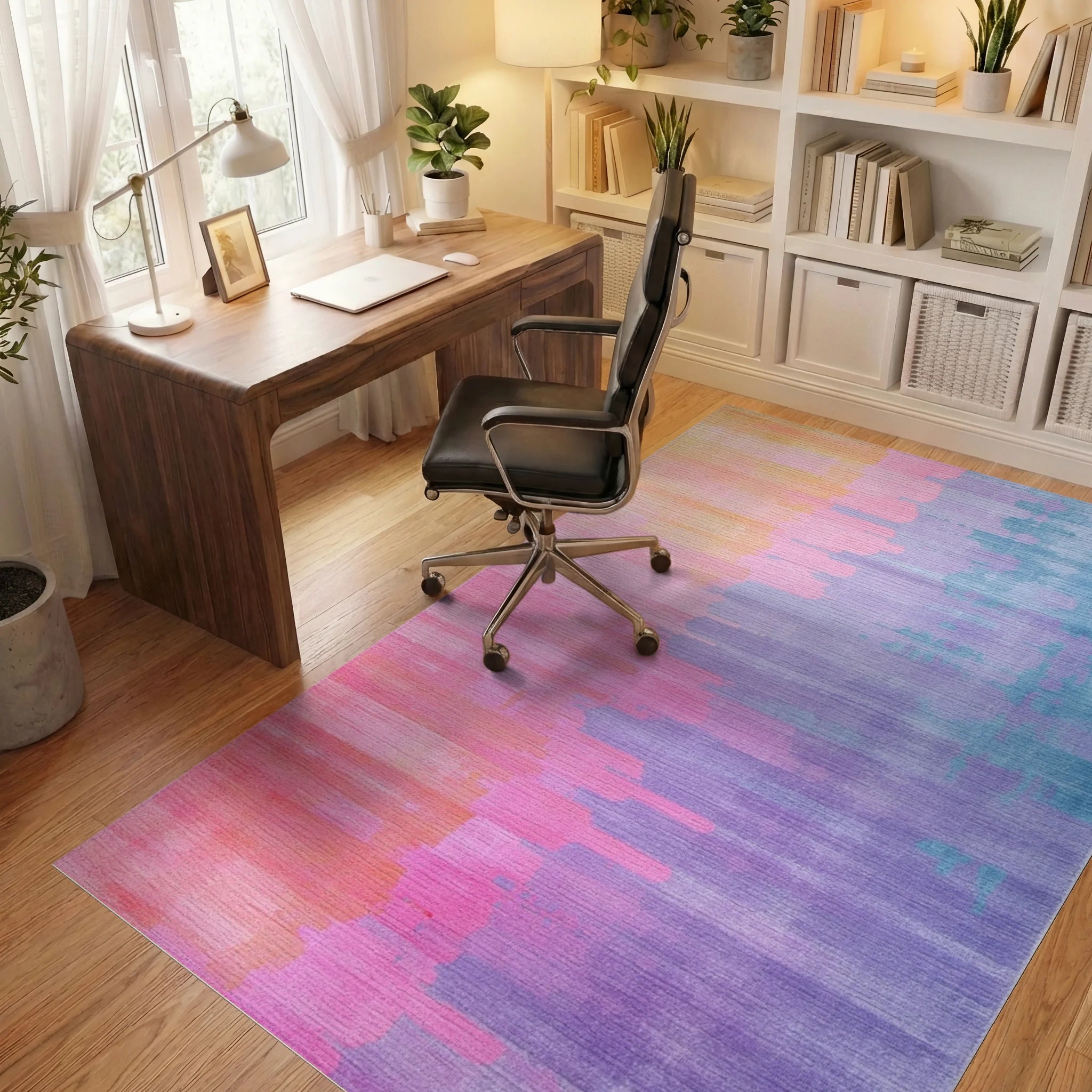 Pastel Gradient Brushstroke Rug - Office View
