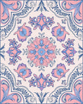 Pastel Pink Blue Floral Mandala Textile Rug - Cutout View