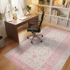 Pastel Pink Botanical Garden Accent Rug - Office View