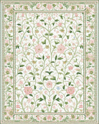 Pastel Pink Floral Garden Vine Rug - Cutout View