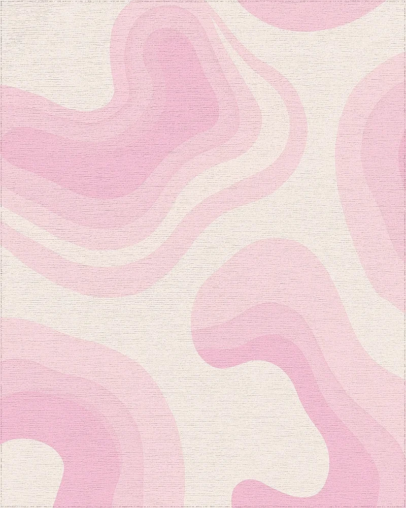 Pastel Pink Swirl Gradient Layered Rug - Cutout View