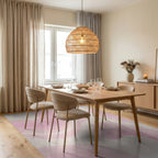 Pastel Pink Swirl Gradient Layered Rug - Dining Room View
