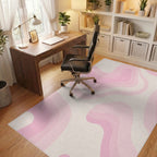 Pastel Pink Swirl Gradient Layered Rug - Office View