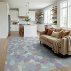 Pastel Stone Mosaic Texture Rug Living Room View