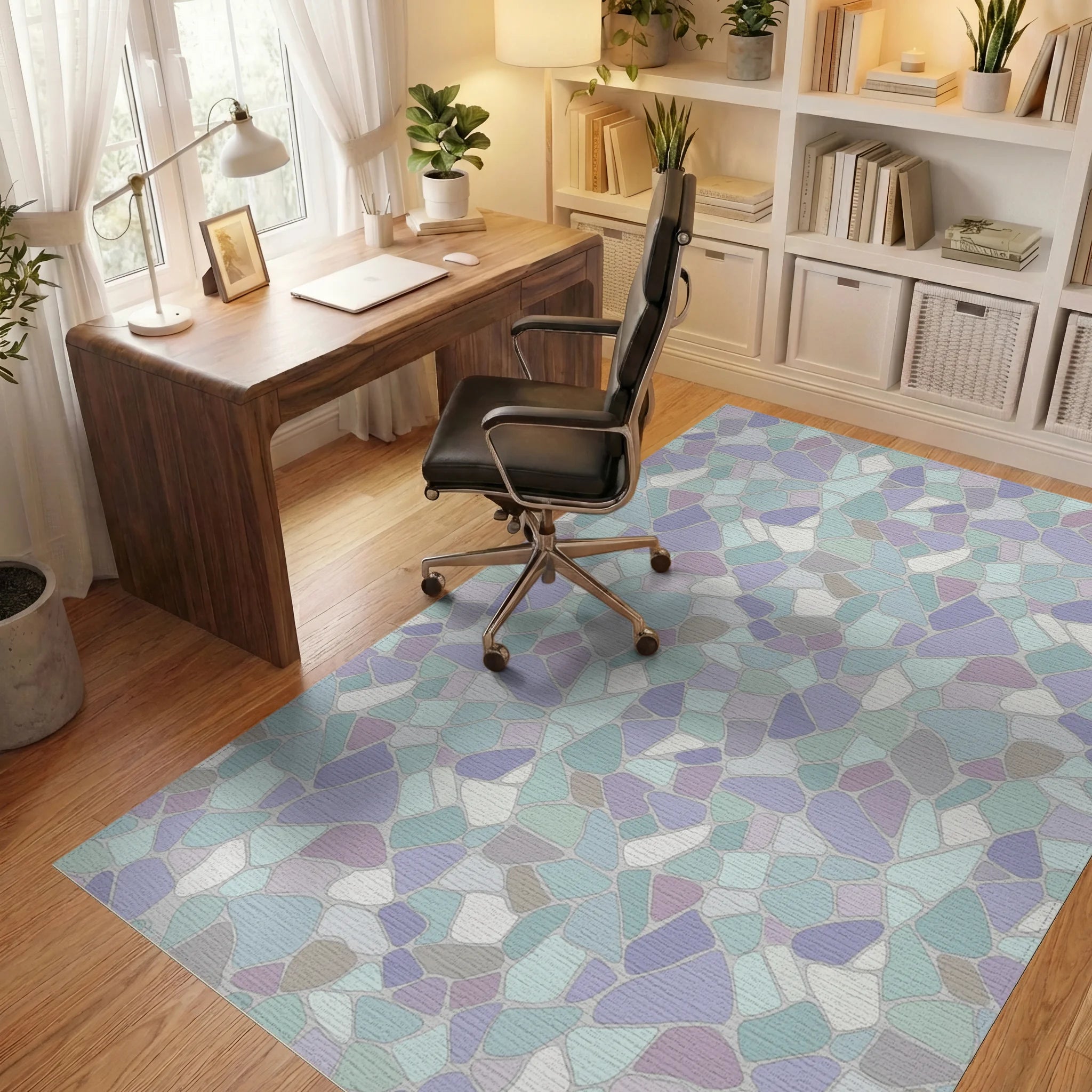 Pastel Stone Mosaic Texture Rug Office View
