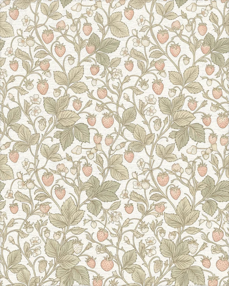 Pastel Strawberry Vine Garden Rug - Cutout View