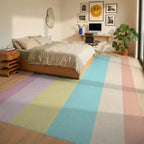 Pastel Striped Soft Summer Palette Rug - Bedroom View