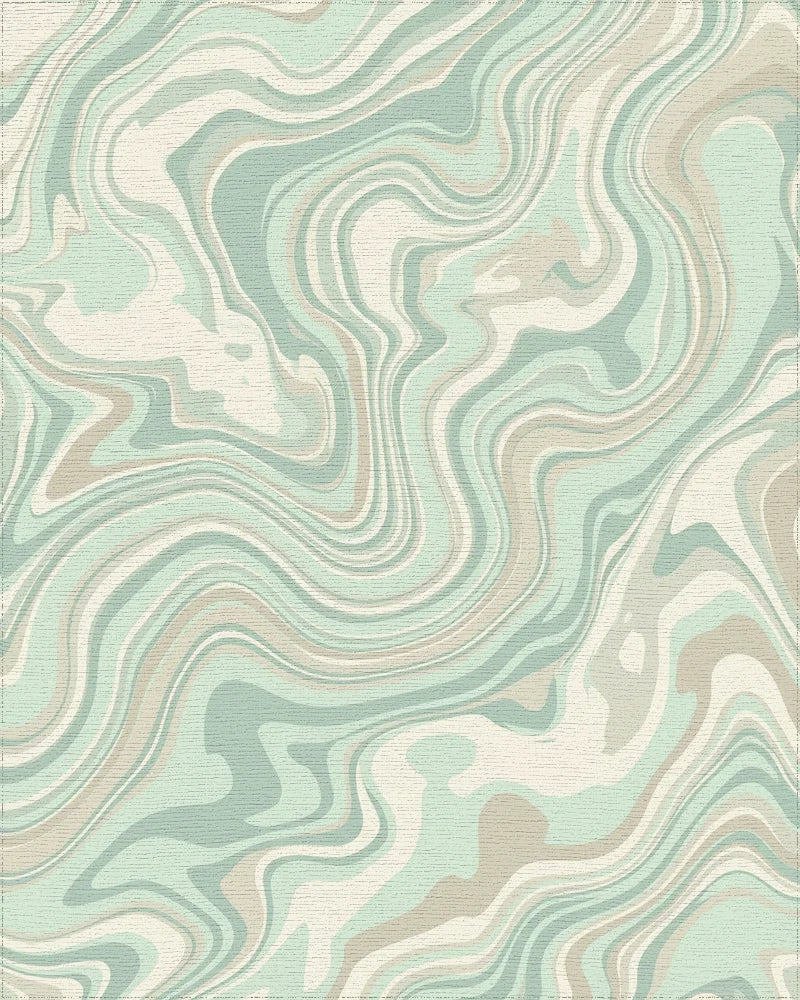 Pastel Swirl Marbled Abstract Rug - Cutout View